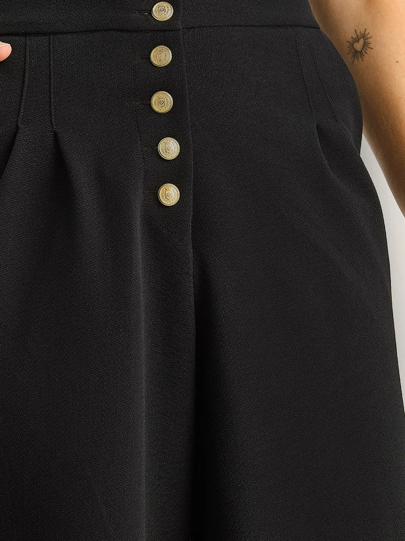 Bianco Lucci Black LUCCI High Waist Wide Leg Palazzo Pants for Women | Best Price UAE